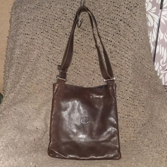 ROOTS-Venetian Village Prince-Crossbody-Chocolate Brown Tribe Leather-Excellent - Picture 3 of 8